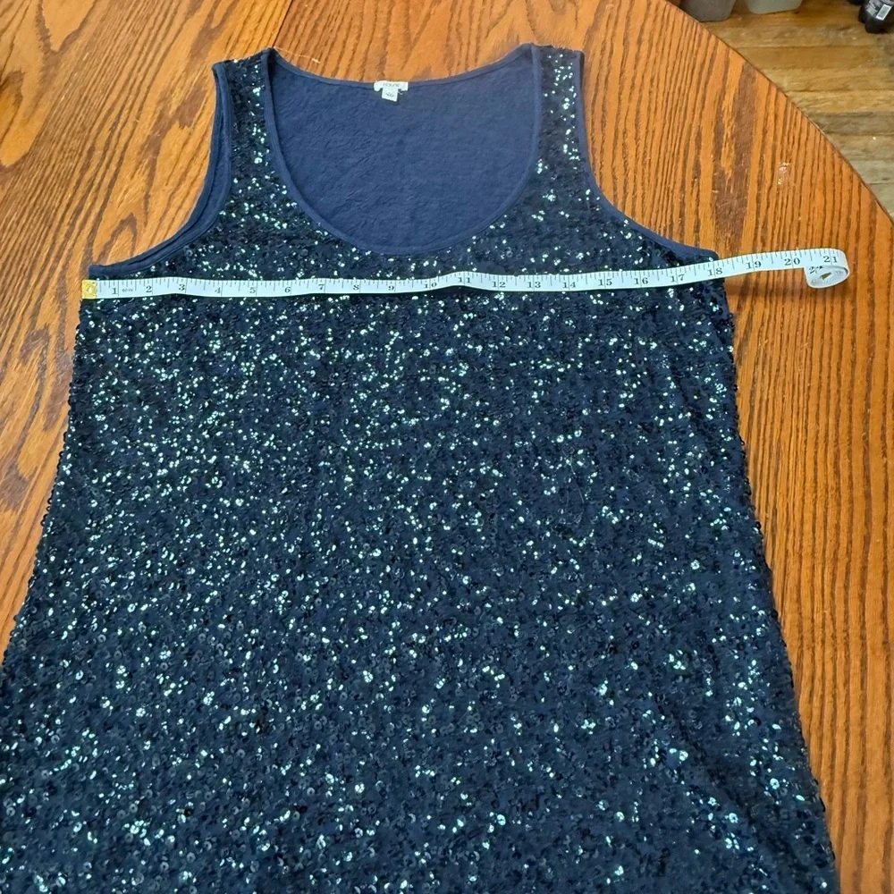 J. Crew Navy Blue Sequin Sleeveless Tank Top Size Large - Picture 8 of 11